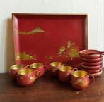 Japans lakwerk servies van hout, handbeschilderd, Ophalen of Verzenden