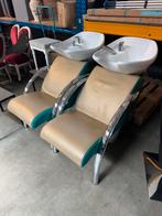 Kappersstoelen en wasbak stoelen en spiegels, Ophalen, Gebruikt, Zwart, Leer