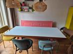 Retro/vintage Eetkamertafel - Wit Blad, Hout & Metaal, Huis en Inrichting, Tafels | Eettafels, Ophalen, Gebruikt, 50 tot 100 cm