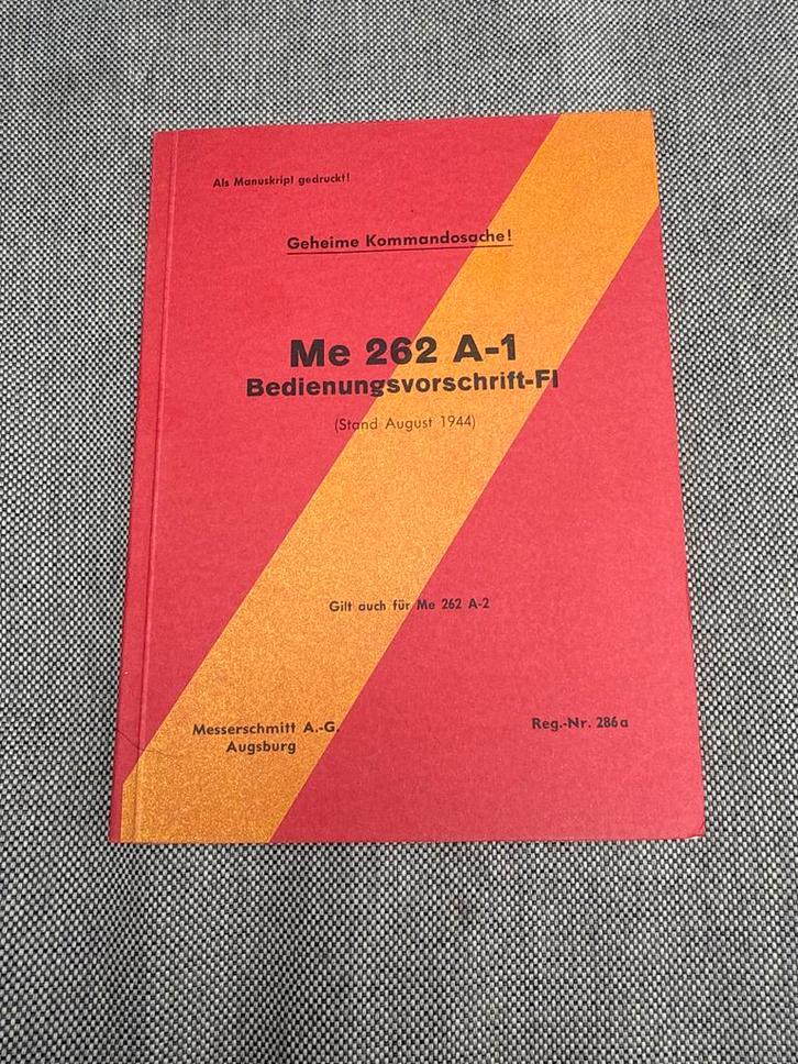 Me 262 A-1 Bedienungsvorschrift-Fl (1944), Boeken, Techniek, Gelezen, Overige onderwerpen, Ophalen of Verzenden