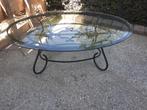 Salontafel, metaal Geslepen glas. Bezorging is mogelijk, Huis en Inrichting, Tafels | Salontafels, 100 tot 150 cm, Zo goed als nieuw