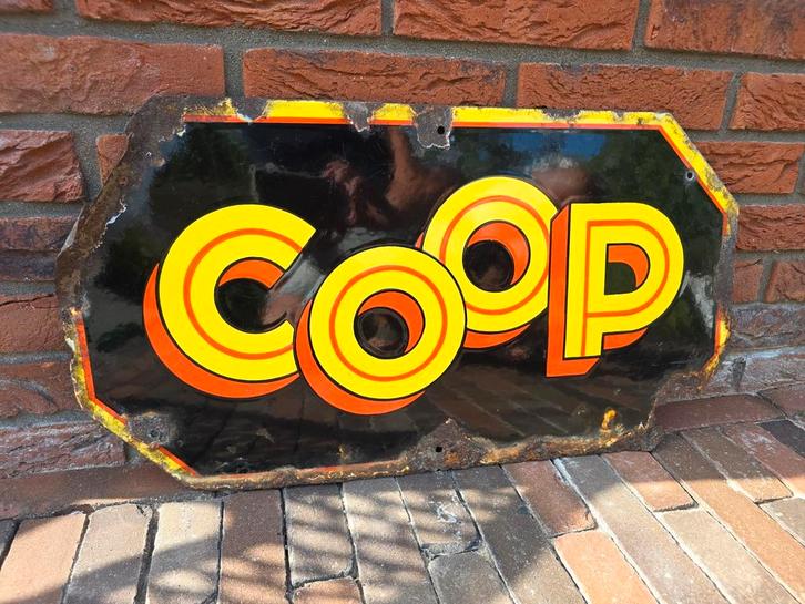 Antiek Frans Art Deco Emaille Coöp EAS Reclame bord €119, Antiek en Kunst, Antiek | Emaille, Ophalen of Verzenden