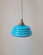 Vintage opaline glazen hanglamp blauw Italiaans glas, Vintage, Glas, Ophalen of Verzenden, Zo goed als nieuw