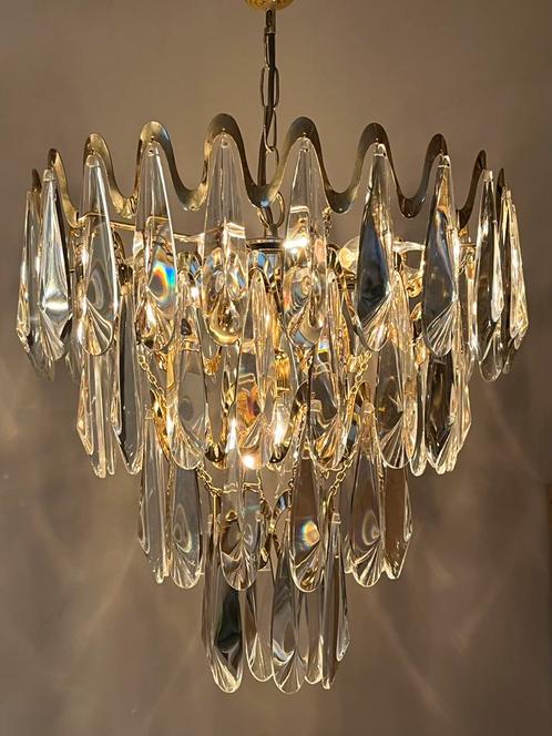 Vintage design kristallen kroonluchter 70’s kristal hanglamp, Huis en Inrichting, Lampen | Kroonluchters, Glas, Ophalen of Verzenden