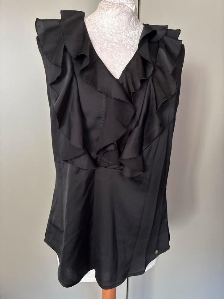 LaDress Zwarte Top XS met Ruffles, Kleding | Dames, Blouses en Tunieken, Zo goed als nieuw, Maat 34 (XS) of kleiner, Zwart, Ophalen of Verzenden