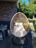 Xenos Swing Hangstoel met Standaard en Kussen, Huis en Inrichting, Ophalen, Zwart, Zo goed als nieuw, Riet of Rotan