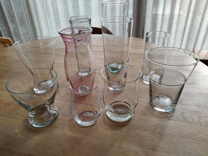 Glazen bloemvazen - diverse maten, Huis en Inrichting, Woonaccessoires | Vazen, Zo goed als nieuw, Overige kleuren, Minder dan 50 cm