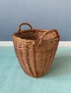 Ronde rieten MAND jaren 50 - RIET met hengsels vintage, Ophalen of Verzenden