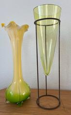 Murano Vaas Uranium Anna Groen Glas VAZEN, Antiek en Kunst, Antiek | Glas en Kristal, Ophalen of Verzenden