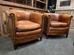 Twee mooie Bendic club fauteuils | tub chairs | schapenleer, Gebruikt, 75 tot 100 cm, Bendic, Clubfauteuil