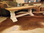 Landelijke salontafel hout met White wash kloosterpoten, Huis en Inrichting, 50 tot 100 cm, Minder dan 50 cm, 100 tot 150 cm, Gebruikt