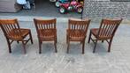 Houten stoelen, Huis en Inrichting, Stoelen, Ophalen, Gebruikt, Bruin, Vier
