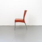 4x Montis Spica Stoel Oranje/Cognac Leder - RVS Frame, Huis en Inrichting, Stoelen, Niet ingevuld, Gebruikt, Overige kleuren, Niet ingevuld