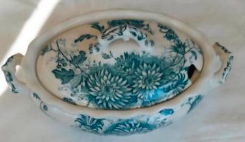 Antieke kleine schaal sauskom Keeling Daisy groene bloemen beschikbaar voor biedingen