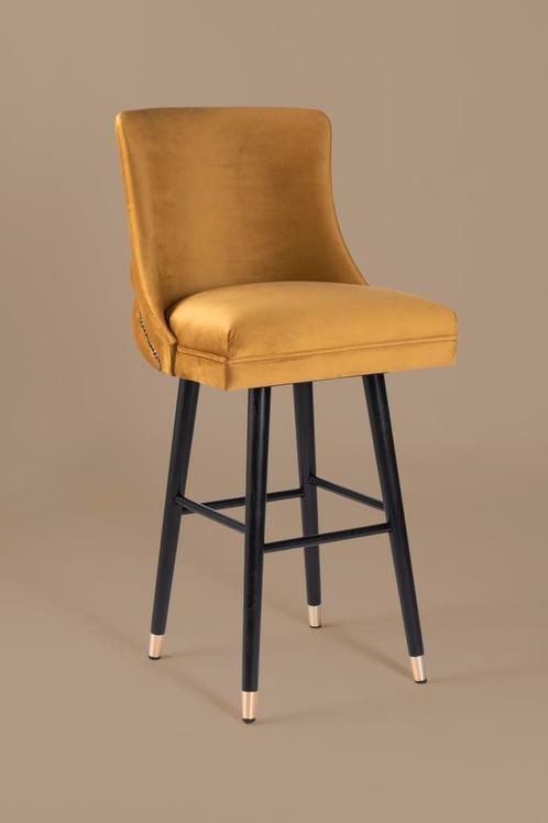 Barkruk Tim handgemaakt frame eikenhout in leer of stof, Huis en Inrichting, Barkrukken, Nieuw, 90 cm of meer, Hout, Leer, 5 krukken of meer