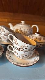 Vintage theeservies Rörstrand Sweden VDN F555 bruin/wit, Ophalen of Verzenden