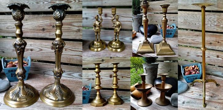6x Antiek Koperen / Bronzen Kandelaar / Kaarsenstandaard, Antiek en Kunst, Antiek | Kandelaars, Koper of Brons, Ophalen of Verzenden