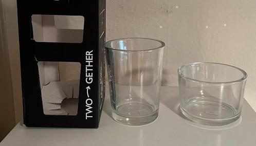 two gether 2 pc glass set vaas + kandelaar van glas, Huis en Inrichting, Woonaccessoires | Vazen, Zo goed als nieuw, Overige kleuren