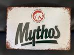 Mythos bier bord 30 bij 20. Metaal, Verzamelen, Reclamebord, Ophalen of Verzenden, Zo goed als nieuw