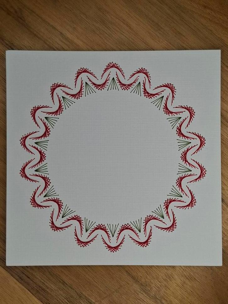 Geborduurde opleg kaart basiskaart kerst, Hobby en Vrije tijd, Kaarten | Zelf maken, Zo goed als nieuw, Blanco kaart of Basiskaart