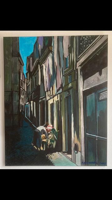 Mediterraans straatje “ Portugees “  100x80” cm H. Stempher beschikbaar voor biedingen