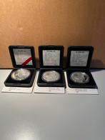 3 x HERDENKINGSMUNT 200 Euro Proof-like ZILVER/GOUD +Kinebar, Postzegels en Munten, Zilver, Ophalen of Verzenden, 50 gulden, Koningin Beatrix
