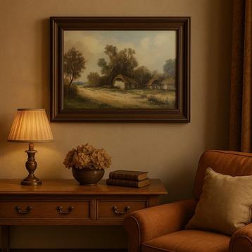 Klassiek schilderij met landelijke voorstelling beschikbaar voor biedingen