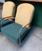 Set van 2 fauteuils groen geel - vintage retro, Ophalen, Gebruikt, Metaal, Minder dan 75 cm