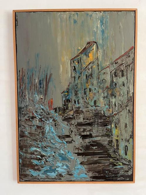 Olieverf op doek schilderij prachtig werk Daan Langeweg, Antiek en Kunst, Kunst | Schilderijen | Abstract, Ophalen of Verzenden