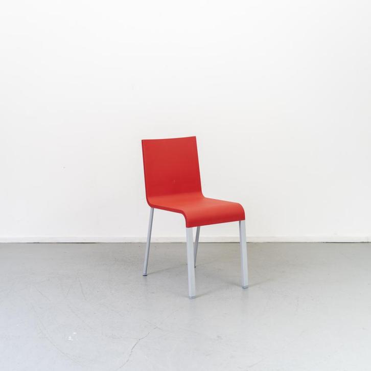 4x Vitra Maarten van Severen .03 Rood - Grijs, Huis en Inrichting, Stoelen, Zo goed als nieuw, Vier, Metaal, Overige materialen