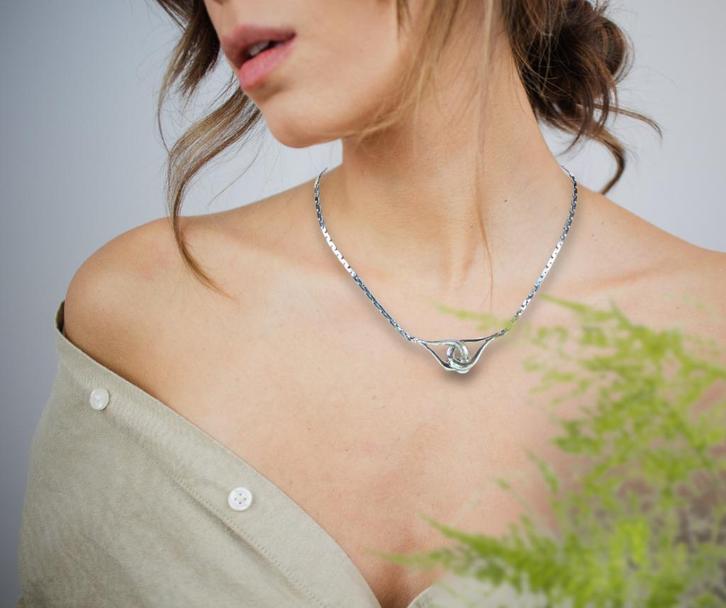 Elegante vintage 835 zilveren Jansen, Post&Cocx ketting!, Sieraden, Tassen en Uiterlijk, Kettingen, Zo goed als nieuw, Zilver