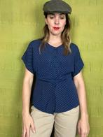 Vintage blouse / shirt - blauw met witte stippen 36/S, Blauw, Ophalen of Verzenden, Vintage, Maat 36 (S)