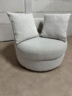 Draaifauteuil rond beige bouclé / teddy stof, Huis en Inrichting, Fauteuils, Info@savoireinteriors.com, 75 tot 100 cm, Ophalen of Verzenden