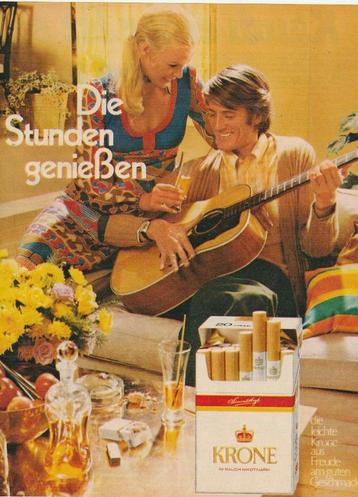 retro reclame 1972 Krone sigaretten gitaar muziekinstrument beschikbaar voor biedingen