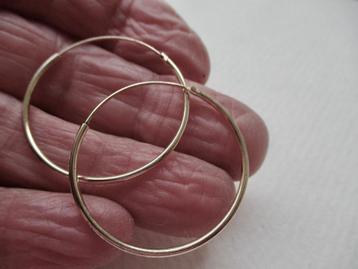 Goud op zilver Creool oorbellen 3 cm. ø verguld echt zilver beschikbaar voor biedingen