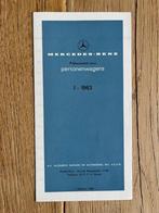 Mercedes-Benz prijslijst 1963 autofolder brochure 190 SL, Boeken, Ophalen of Verzenden, Zo goed als nieuw, Mercedes