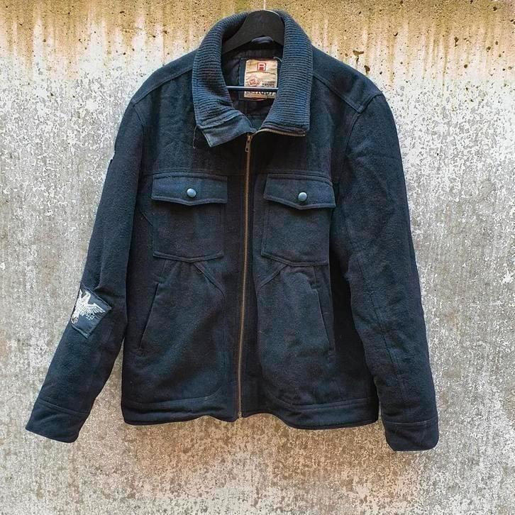 De Rode Winkel zwarte wollen jas maat XL met marduk patch, Kleding | Heren, Jassen | Winter, Gedragen, Maat 56/58 (XL), Zwart