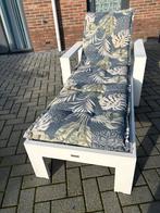 Verstelbaar ligbed in wit aluminium met kussen, Tuin en Terras, Ophalen, Gebruikt, Aluminium, Verstelbaar