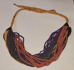 € 3 ! Mooie veelkleurige houten ketting, natuurlijke tinten, Verzenden, Gebruikt, Overige kleuren, Overige materialen