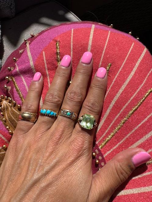 14 karaats gouden ring groene spinsel, Sieraden, Tassen en Uiterlijk, Ringen, Zo goed als nieuw, Dame, Kleiner dan 17, Goud, Ophalen