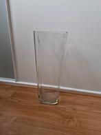 Hoge vierkante glazen vaas, Ophalen, Zo goed als nieuw, Glas, Minder dan 50 cm