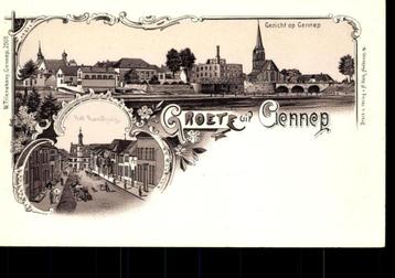Gennep (L.), Litho Groete uit, met straatgezicht, ca. 1900 beschikbaar voor biedingen
