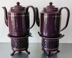 Aubergine kleurig emaille: 2 koffiekannen ~  2 komfoortjes, Antiek en Kunst, Antiek | Emaille, Ophalen of Verzenden