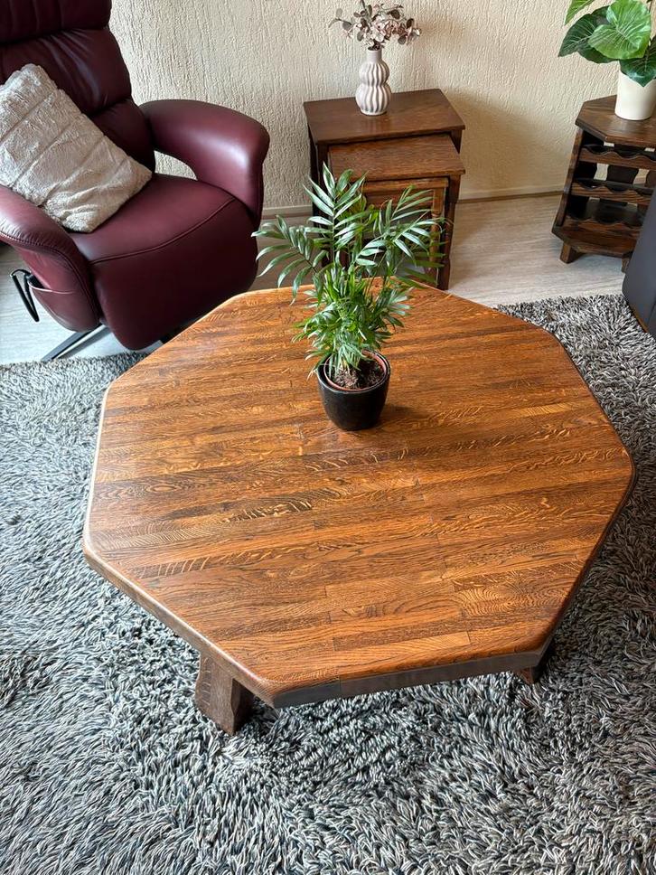 Mooie Eiken Salontafel, Huis en Inrichting, Tafels | Salontafels, Gebruikt, Minder dan 50 cm, 100 tot 150 cm, Overige vormen, Eikenhout
