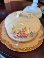 Antiek Vintage botervloot met bloemmotief, Ophalen of Verzenden