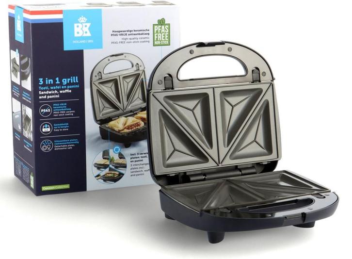 BK Connect 3-in-1 Multigrill - Tosti ijzer - Opruiming!, Witgoed en Apparatuur, Contactgrills, Zo goed als nieuw, Uitneembare platen