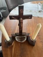 antiek jezus aan kruis en wijwaterbakje, Ophalen of Verzenden