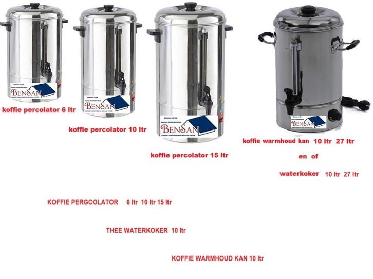 koffie thee percolator machine waterkoker huur bensan enter, Hobby en Vrije tijd, Feestartikelen | Verhuur, Zo goed als nieuw