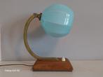 Art deco blauwe tafellamp bureaulamp nachtlamp zwanenhals, Ophalen of Verzenden