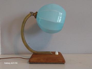 Art deco blauwe tafellamp bureaulamp nachtlamp zwanenhals beschikbaar voor biedingen